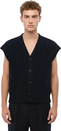 Maison Margiela Dark Navy Sleeveless Cardigan