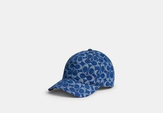 Coach Signature Denim Baseball Hat in Blue, Size X-Small/Small