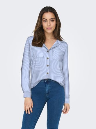Only Hemdbluse ONLY ONLYASMIN SHIRT L/S WVN NOOS, Damen, Gr. XL, marina stripes:sofia, Web, Obermaterial: 100% Viskose, gestreift, loose fit h&uuml;ftbedeckend,