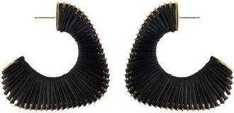 Panacea Leather Cord Wrapped Hoop Earrings in Black at Nordstrom