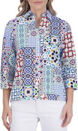 Foxcroft Kelly Print Button-Up Shirt in Multi at Nordstrom Rack, Size X-Small
