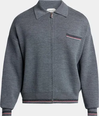 Versace Men & apos;s Virgin Wool Knit Zip-Up Sweater