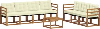 vidaXL Conjunto De Sof&aacute;s De Exterior 8 Uds. Natural Y Crema Vidaxl
