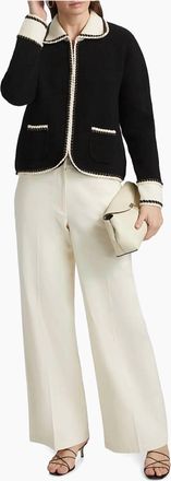 Elie Tahari The Chantria Cardigan Jacket In Noir / Sky White