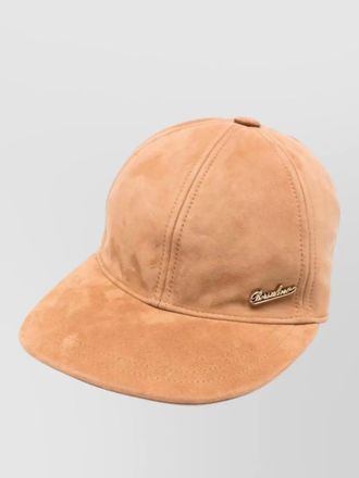 Borsalino suede leather cap featuring curved brim