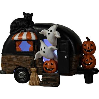 Glitzhome Halloween Polyresin Lighted Camper with Ghost Black Cat Table Decor at Nordstrom, Size Medium