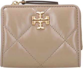 Tory Burch Gewatteerde Portemonnee van Leer - Dames - Portefeuilles - Beige - ONE Size - Leer - Accessoires