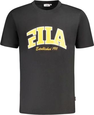 Fila Tops, Heren, Zwart, L, Katoen, Grafisch Logo T-shirt Crew Neck