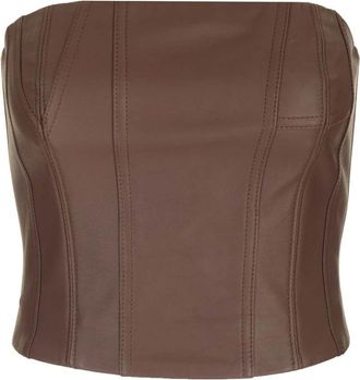 Amiri Leren Bustier - Dames - Tops zonder mouwen - Bruin - S - Leer - Tops