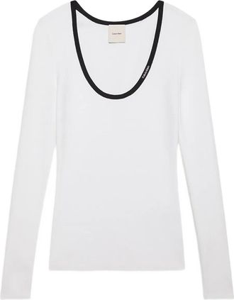 Calvin Klein Jeans Top con finiture a coste - Bianco