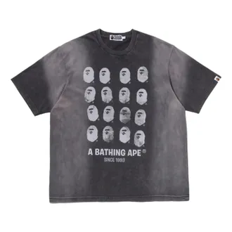 A Bathing Ape Bleeched Multi Ape Head Logo Relaxed Fit T-Shirt Black 0ZXTEM317091RCCX