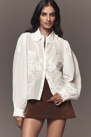 Pilcro Long-Sleeve Embroidered Blouse