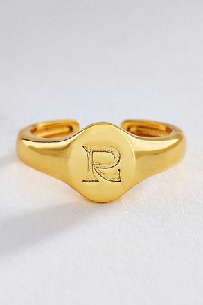 Luv AJ Initial Oval Signet Ring