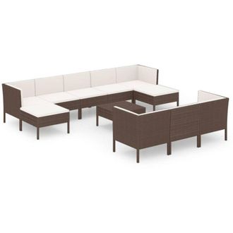 vidaXL 11 Pcs Garden Lounge Set Con Coj&iacute;n Mimbre Pe Brown