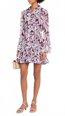 Cinq &agrave; Sept Lyra Tulip Ruffled Mini Dress In Deep Plum Multi