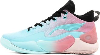 Generic Unisex Basketball Shoes High Cut Breathable Cushioned Rebounding Wear-Resistant Slip Sports Training Boots Walking Shoes(Blue Pink,4.5 UK)