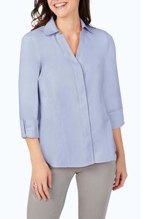 Foxcroft Taylor Fitted Non-Iron Shirt in Blue Wave at Nordstrom, Size 12P
