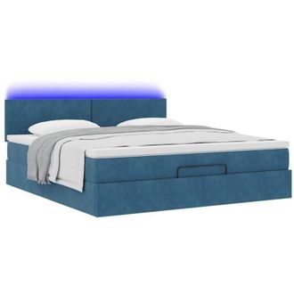 vidaXL Estructura De Cama Otomana Colch&oacute;n Azul Oscuro 180x200 Cm Vidaxl