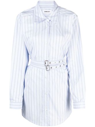 AMBUSH striped cotton-blend shirtdress - Blue