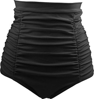 Generic High Waisted Bikini Bottoms for Women UK Tummy Control Rockabilly 50s Womens Bikini Bottom Retro Ruched Womens Tankini Shorts Bottoms Swimsuit Bikini 