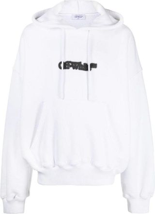 Off-white Mens Blurr Book Over Hoodie White - Cream Cotton - Size 2XS
