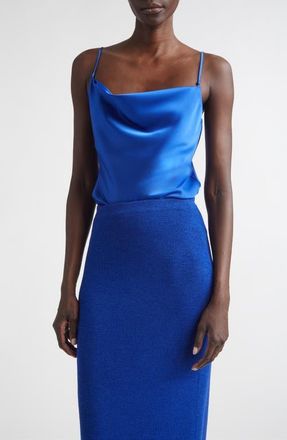 St. John Monroe Liquid Satin Camisole Top in Cobalt at Nordstrom, Size 10