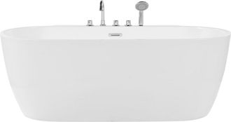 Beliani Ba&ntilde;era Independiente Blanca De Acr&iacute;lico Sanitario Ovalado Individual 170 X 80 Cm Dise&ntilde;o Moderno Rotto