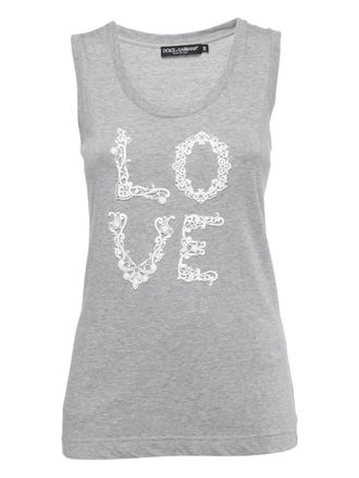 Dolce & Gabbana lace-detail tank top - Grey