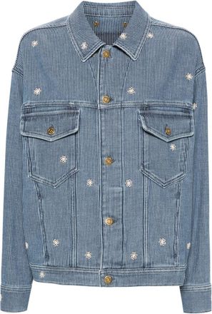 Golden Goose Babette floral-embroidered denim jacket - women - Polyester/Cotton - 38 - Blue