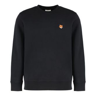 Maison Kitsun&eacute; Hoodies & sweatvesten, Heren, Zwart, L, Katoen, Crew Neck Sweatshirt