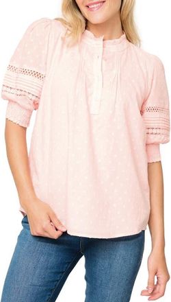 Gibsonlook Dianthus Puff Sleeve Cotton Top in Pink Smoke at Nordstrom, Size Xx-Small