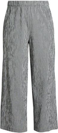 Eileen Fisher Stretch Organic Cotton Ankle Wide Leg Pants in Black/White at Nordstrom, Size 2 X