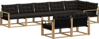vidaXL Conjunto De Sof&aacute;s De Exterior 8 Uds. Blanco Y Negro Vidaxl