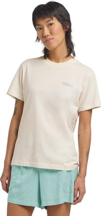 Jack Wolfskin T-Shirt JACK WOLFSKIN ESSENTIAL T W, Damen, Gr. XXL, weiss (cotton wei&szlig;), Obermaterial: 100% Baumwolle, Rundhals, Shirts T-Shirt, weiches, klassisches