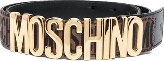 Moschino Fantasia leather belt - women - Calf Leather/Polyester - 42 - Brown