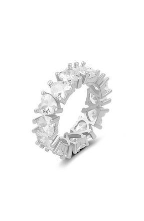 SHYMI Heart Cubic Zirconia Eternity Ring in Silver/White at Nordstrom, Size 6