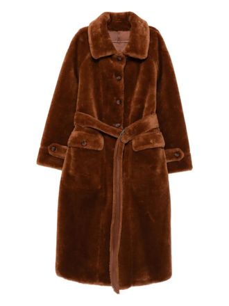 Urban Code belted button-front coat - women - Polyester - M - Brown