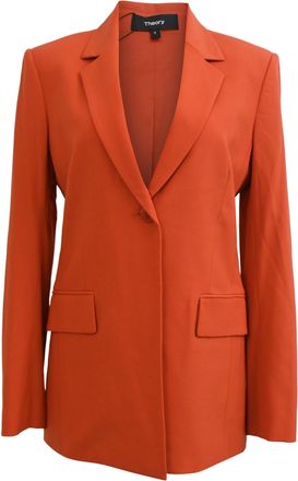 Theory Single-Breasted Blazer in Orange Polyester