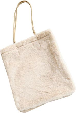 Yarnow Plush Shoulder Bag for Women Crossbody Messenger Tote with Thick Soft Material Large Capacity Casual Portable Pouch for School Travel Shopping in Beig