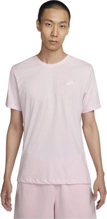 Nike Solid Color Logo Embroidered Knit Round Neck Short Sleeve Pink AR4999-665