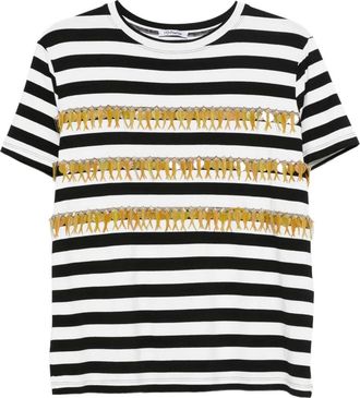 Parlor Gestreepte verfraaide top - Zwart