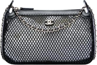 Chanel Pre-owned Mesh Shoulder Bag - Dames - Vintage Schoudertas - Zwart - ONE Size - Leer - Vintage