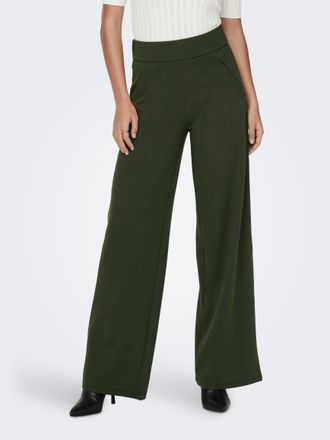 Jacqueline de Yong Schlupfhose JDY JDYLOUISVILLE CATIA WIDE PANT JRS NOOS, Damen, Gr. XXL (44), L&auml;nge 32, gr&uuml;n (forest night), Jersey, Obermaterial: 95% Polyester, 5% El