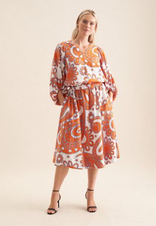 Seidensticker Midirock SEIDENSTICKER Schwarze Rose, Damen, Gr. 38, orange, 65% Baumwolle, 35% Leinen, Paisley, normal, R&ouml;cke Midirock