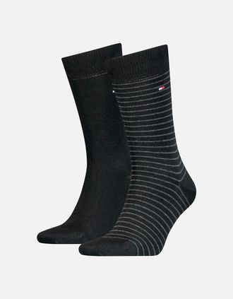Tommy Hilfiger Mens 2-Pack Small Stripe Socks, Black - Size: 9/9.5/10/10.5/11/11.5/12