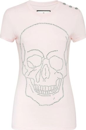 Philipp Plein T-Shirt Ronde Hals SS met Kristallen - Dames - T-shirts - Roze - XS - Katoen - Tops