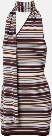 Aya Muse Knitted scarf-detail striped minidress