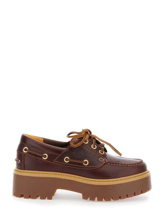 Timberland Leather Platform Lace-Up Flat - Brown