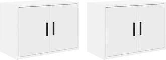 vidaXL Pensili Per Garage 2 Pz Bianco In Legno Multistrato - Vidaxl