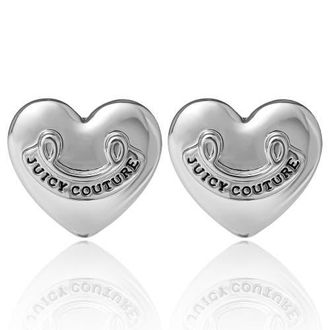 Juicy Couture Heart Stud Earrings with Iconic Logo in Silver at Nordstrom